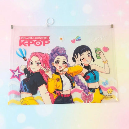 K-Pop Demon Hunter Theme Transparent A4 (33 x 24 cm) Size Stationery Pouch (select variant)
