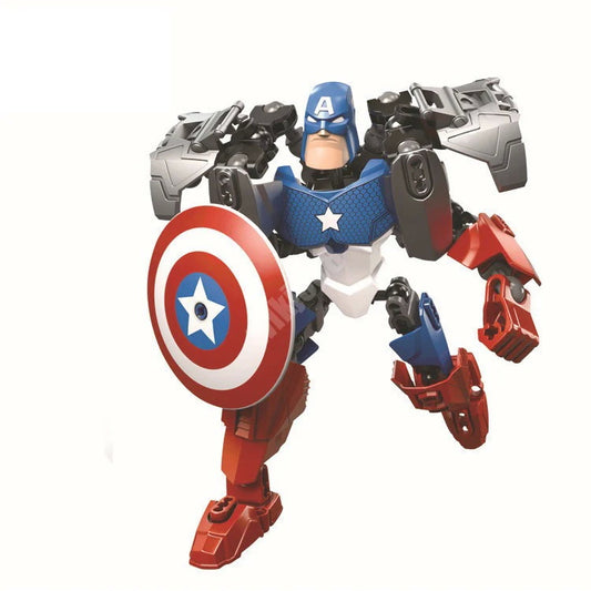Bricks Superheroes Fusion Moveable Building Blocks (with instruction Manual) - Captain America Inspired