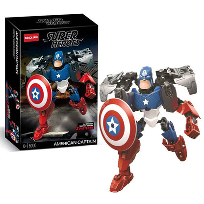 Bricks Superheroes Fusion Moveable Building Blocks (with instruction Manual) - Captain America Inspired