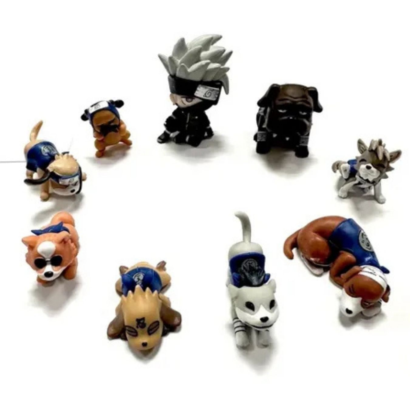 Kakashi with Ninja dogs (Ninken) (1-5 cm) - set of 9 | Naruto