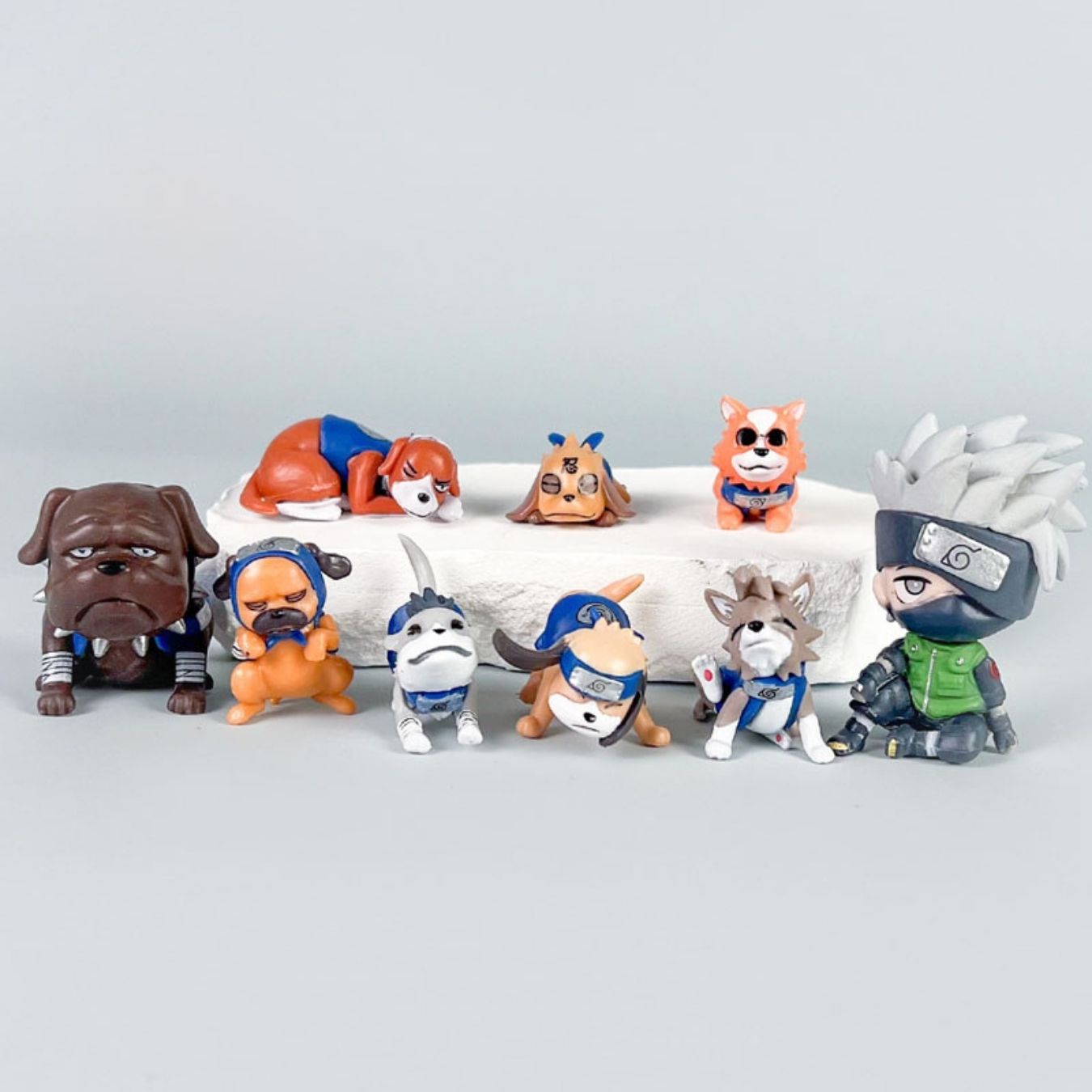 Kakashi with Ninja dogs (Ninken) (1-5 cm) - set of 9 | Naruto