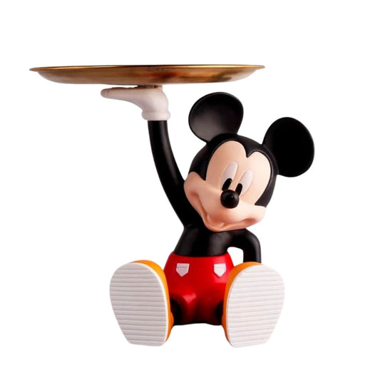 Mickey Mouse (resin, 15 cm) Holding Tray (metal, 15 cm diameter) - For Holding Keys, Coins, Pens