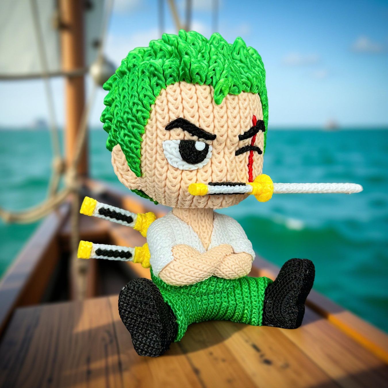knitted effect figures select character made of pvc not yarn 10 cm zoro