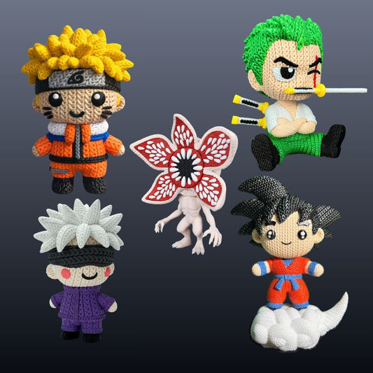 Knitted Effect Figures - (select character) (made of PVC, not Yarn) (10 cm)