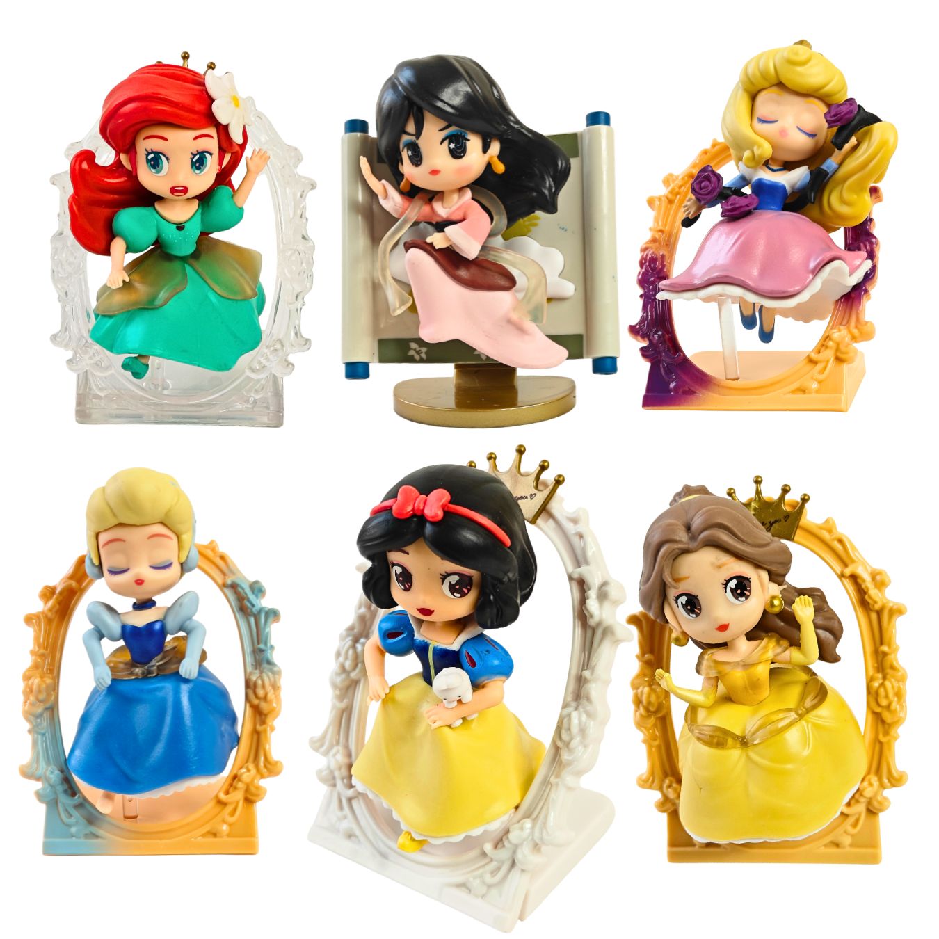 Disney Princess Enchanted Storybook Frame Chibi Figure Set (Pack of 6)