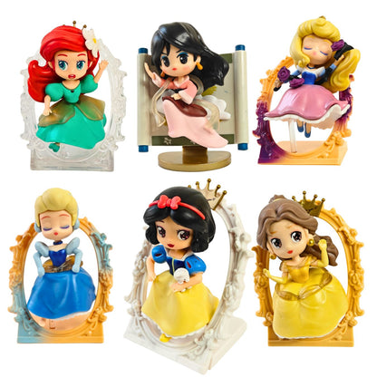 Disney Princess Enchanted Storybook Frame Chibi Figure Set (Pack of 6)
