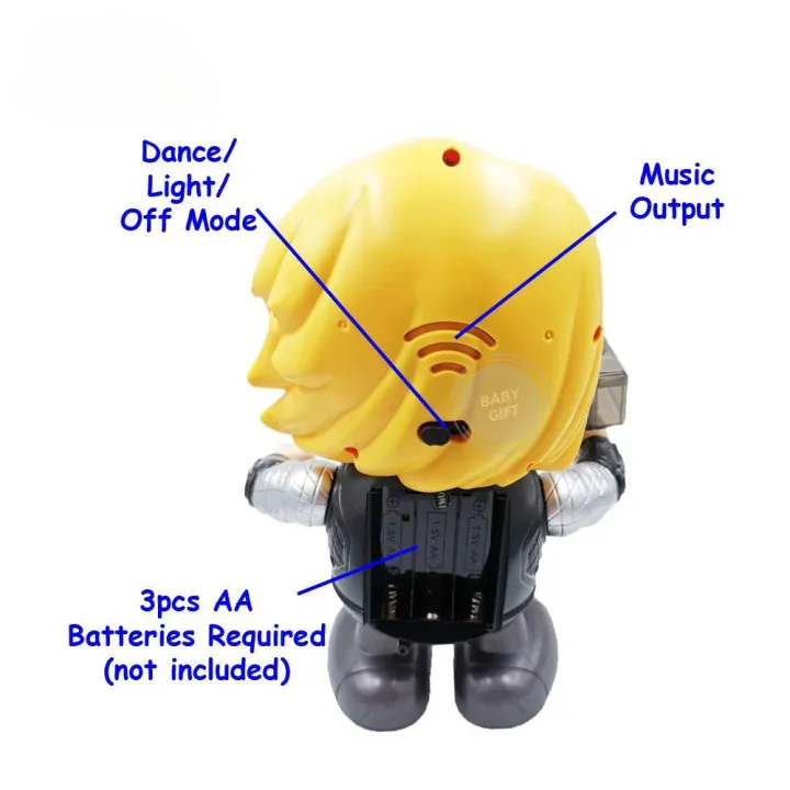 Dancing Thor Musical & Light-Up Toy ( 21 - 22 cm)