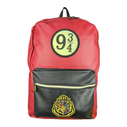 Hogwarts Crest Faux-Leather Unisex Backpack (40*30*12 cm) with laptop compartment & bottle holder | Harry Potter