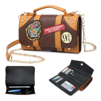 Hogwarts Crest Faux-Leather Ladies Purse (19*12*4 cm) with cards & mobile compartments | Harry Potter