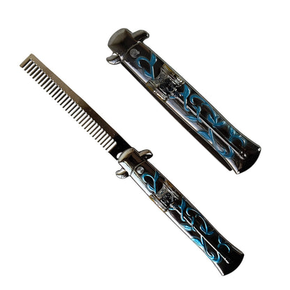 foldable snap open comb 13 cm  owl silver
