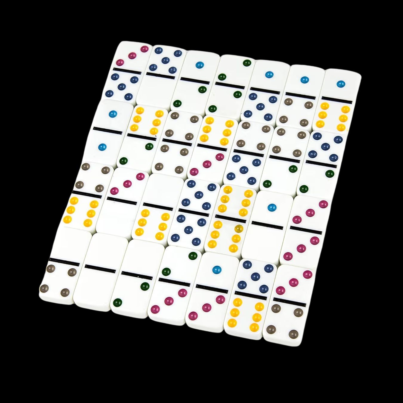 double six color dot dominoes set 28 tiles with tin storage case