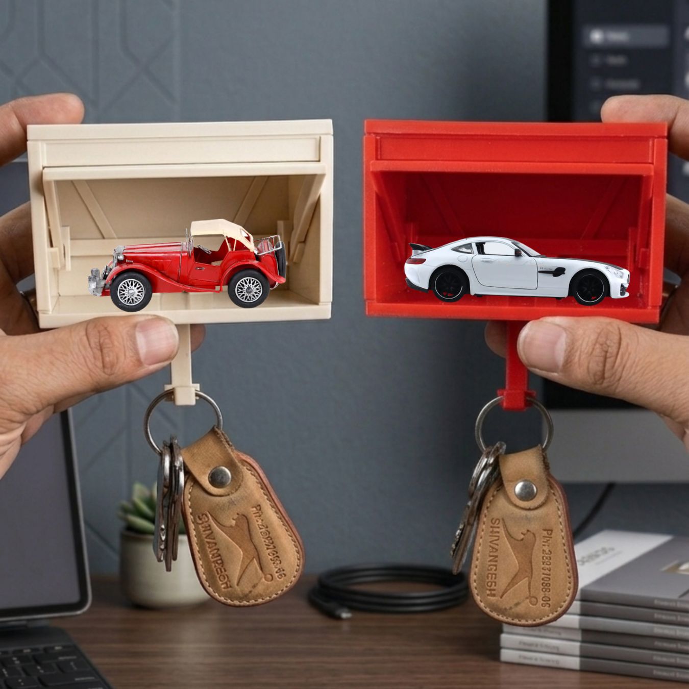 Car Garage Keychain Holder (15 x 10 x 6) (select colour)