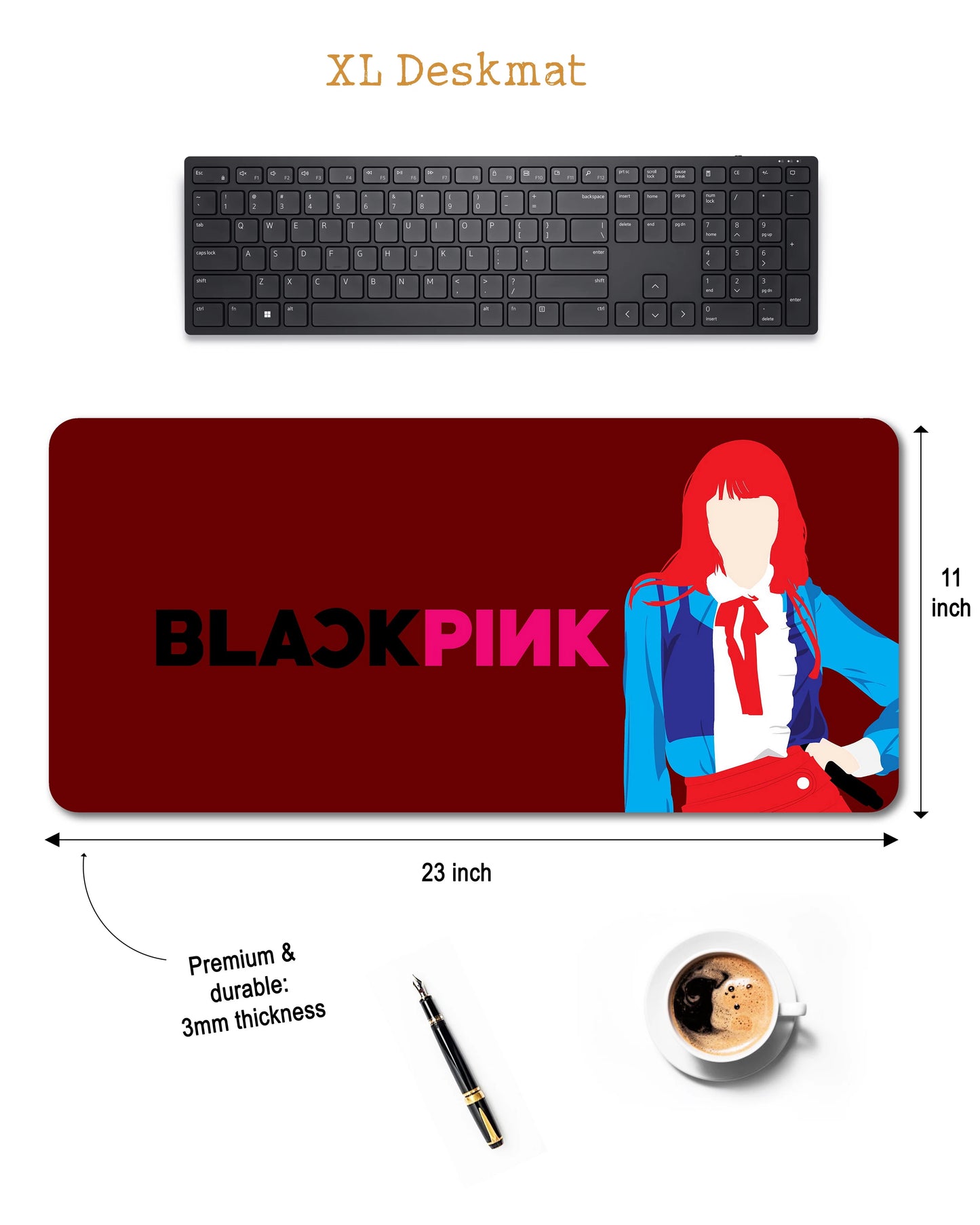 Black Pink - XXL Deskmat (60x28 cm)