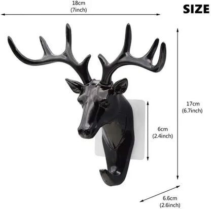 Deer Head Self Adhesive Wall/ Door Hanger for Keys, Bags & Jewelry (Pack of 2)