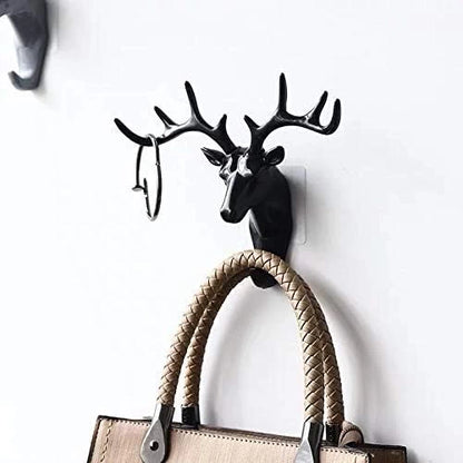 Deer Head Self Adhesive Wall/ Door Hanger for Keys, Bags & Jewelry (Pack of 2)