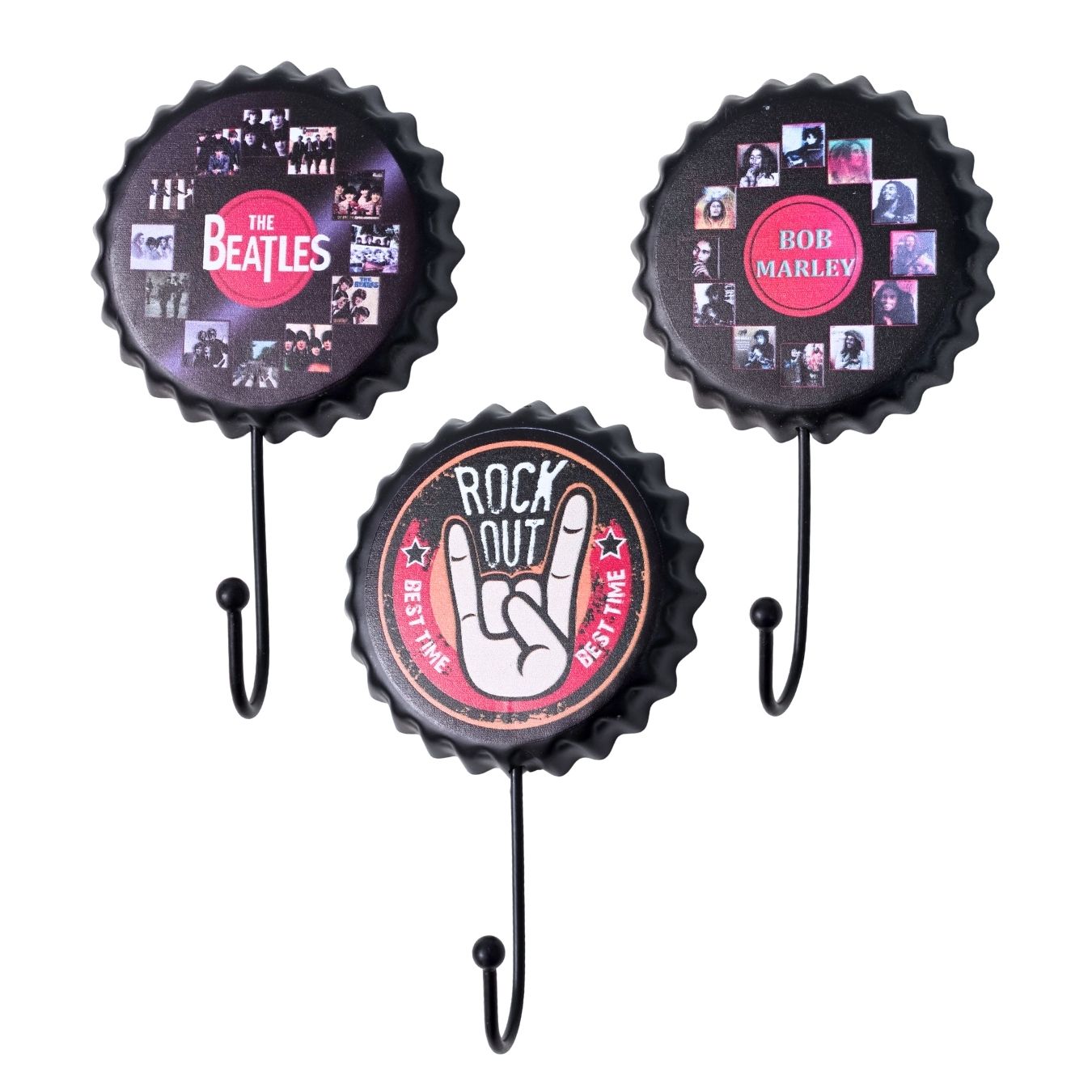 Bottle Cap Shaped Metal Wall Hangers (17 cm) for Wall Hangings, Coats, Towels etc.