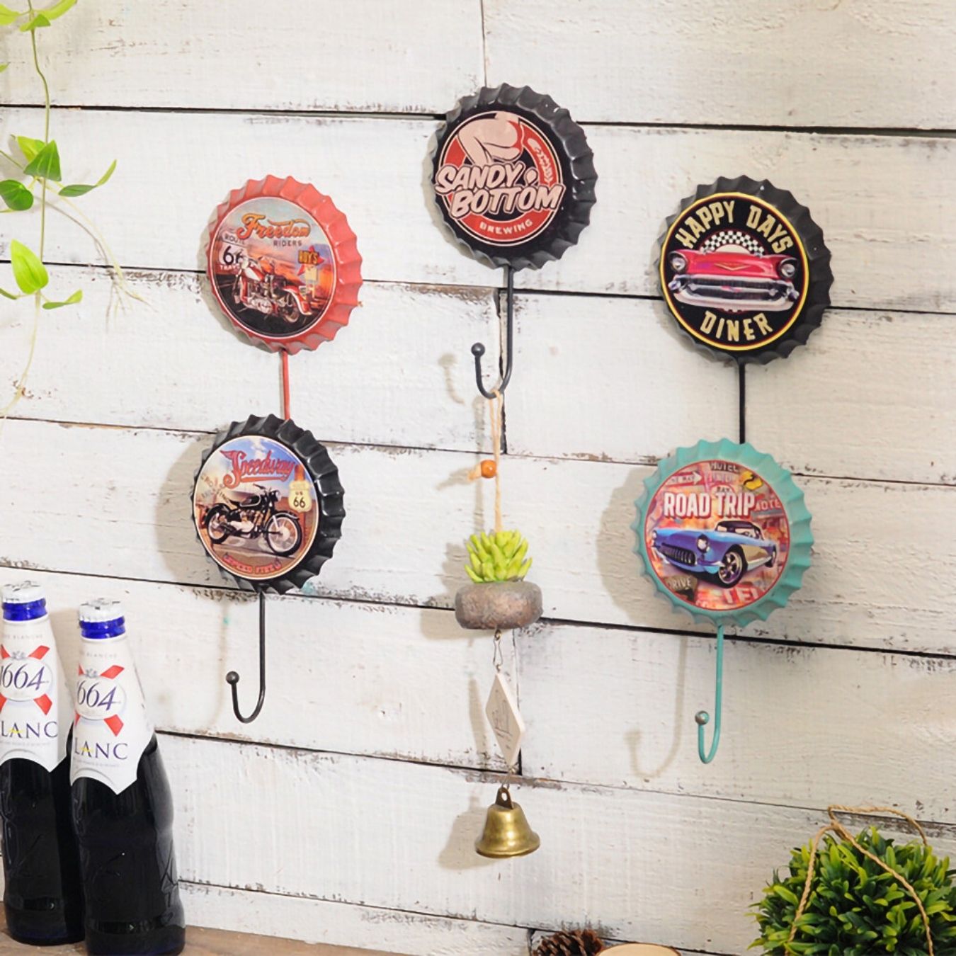 Bottle Cap Shaped Metal Wall Hangers (17 cm) for Wall Hangings, Coats, Towels etc.