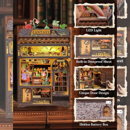 Plant Shop DIY Wooden Book Nook Kit – 3D Miniature House with LED Light