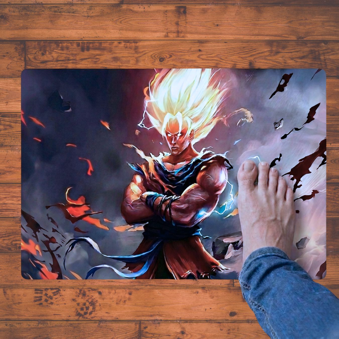 super saiyan multi purpose mat 58 x 38 cm doormat carmat deskmat  dragon ball z
