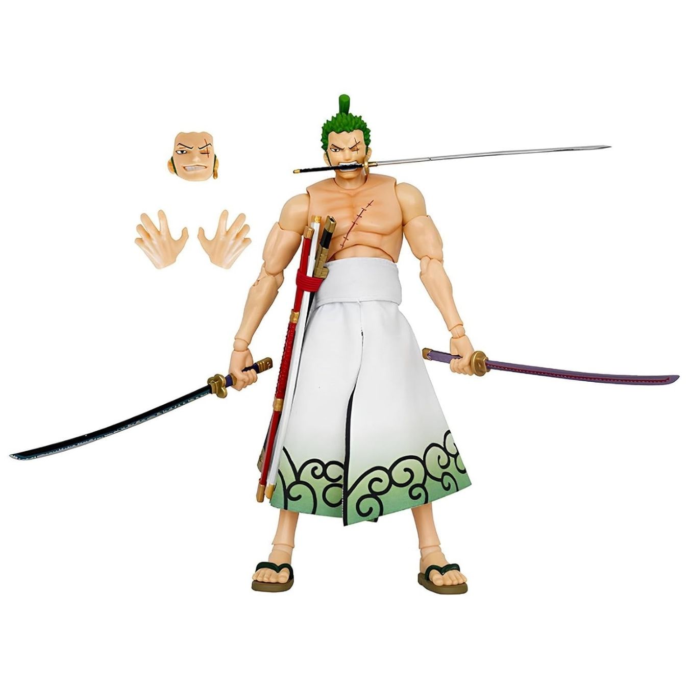 Zoro Movable Articulated 30cm Figure with Swords, Interchangeable Hands and Head