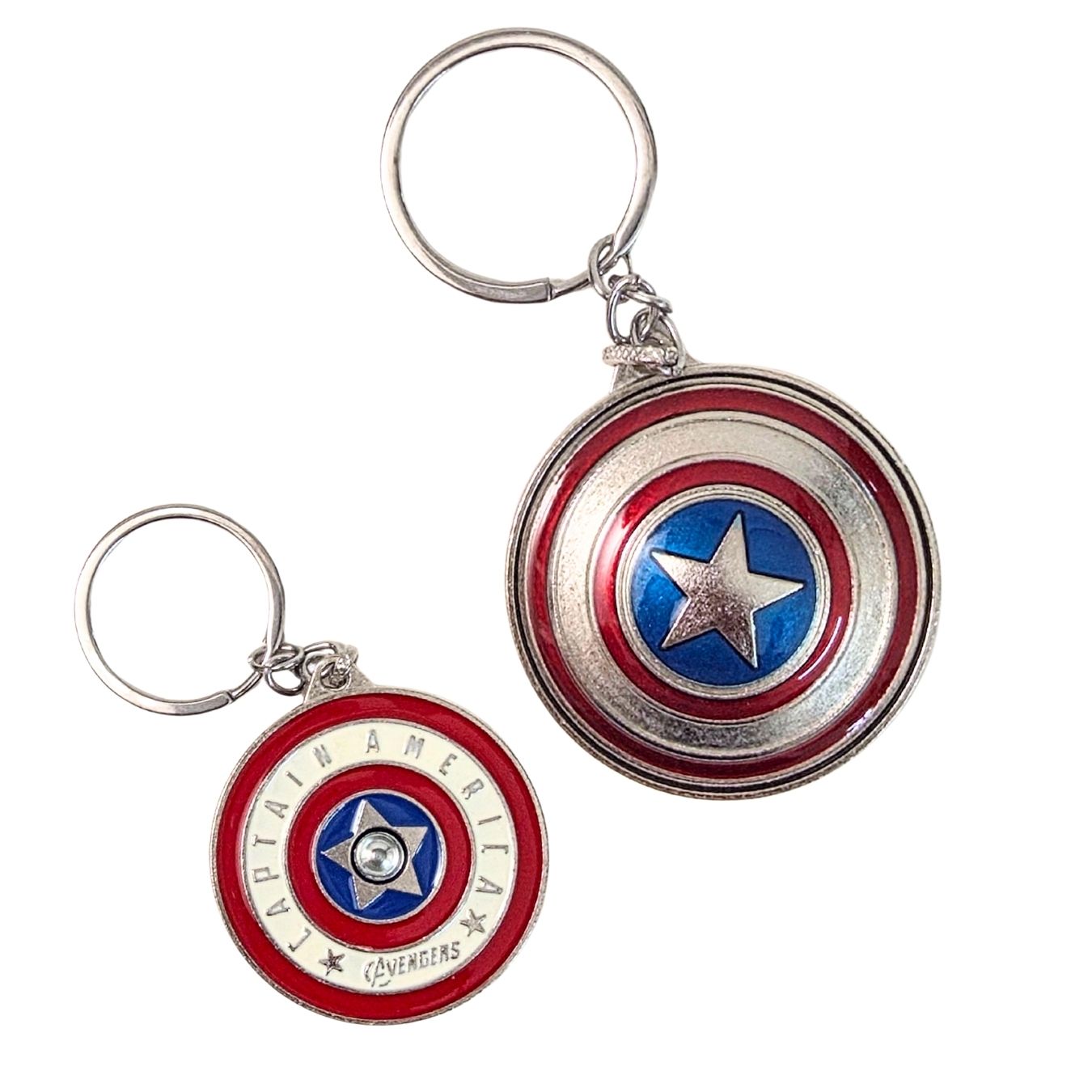 Captain America Sheild  - Rotating Metal Keyring (5 cm)