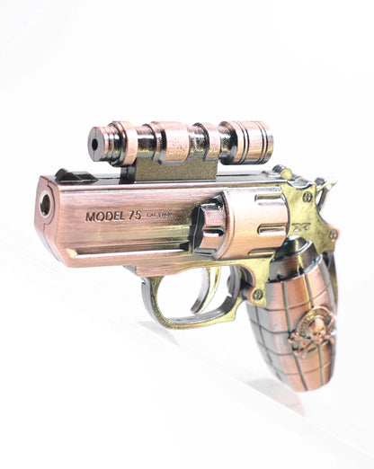 Retro Revolver - Windproof Jet Flame Butane Lighter with Laser PointerLaser