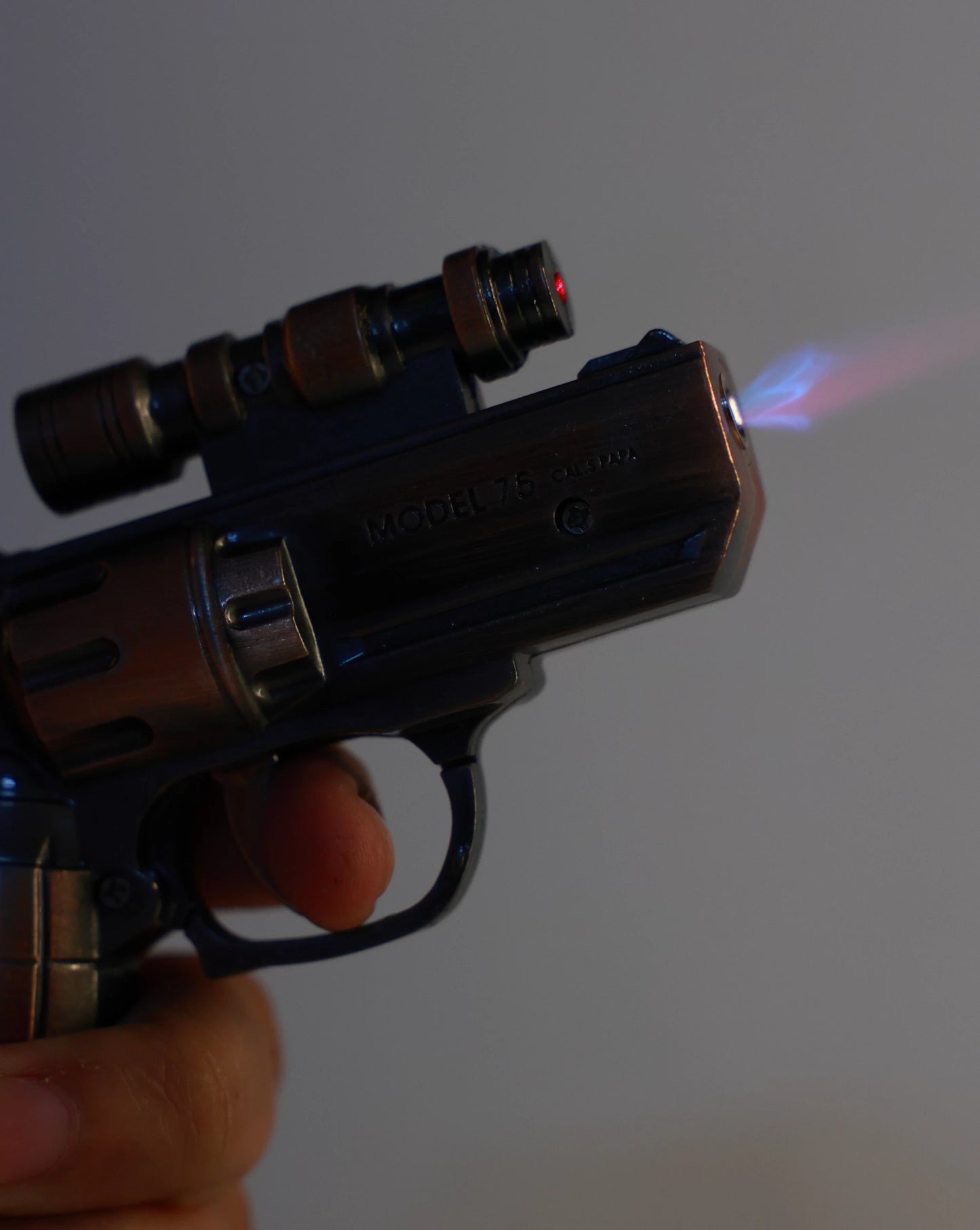 Retro Revolver - Windproof Jet Flame Butane Lighter with Laser PointerLaser