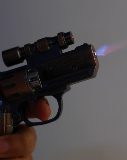 Retro Revolver - Windproof Jet Flame Butane Lighter with Laser PointerLaser