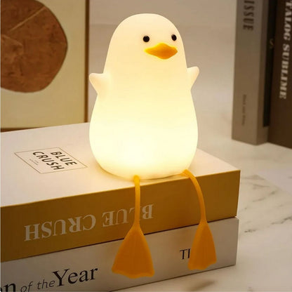 Cute Duck - Sillicon Night Lamp  (13 cm) | Tap Control, Rechargeabe, Color Changing, Mobile Holder