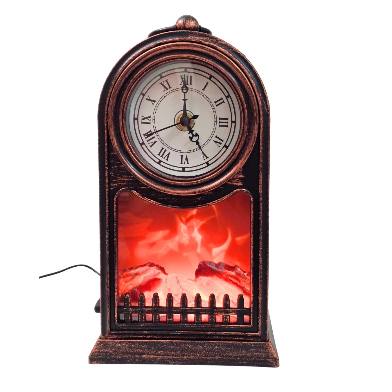 Bonfire Table Lamp with Clock
