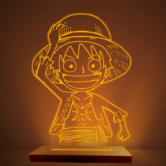 Luffy - Acrylic Lamp (19 cm) (Yellow)