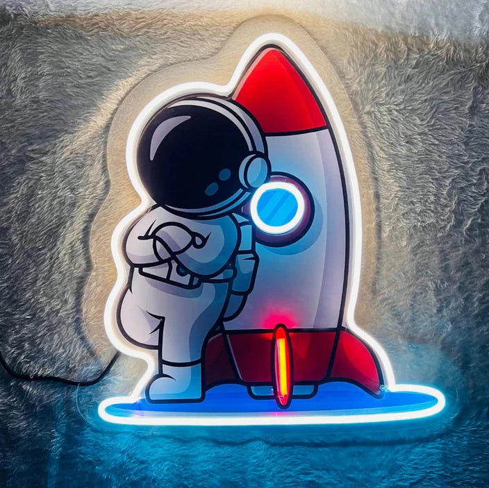 Astronaut Chilling - Neon Artwork