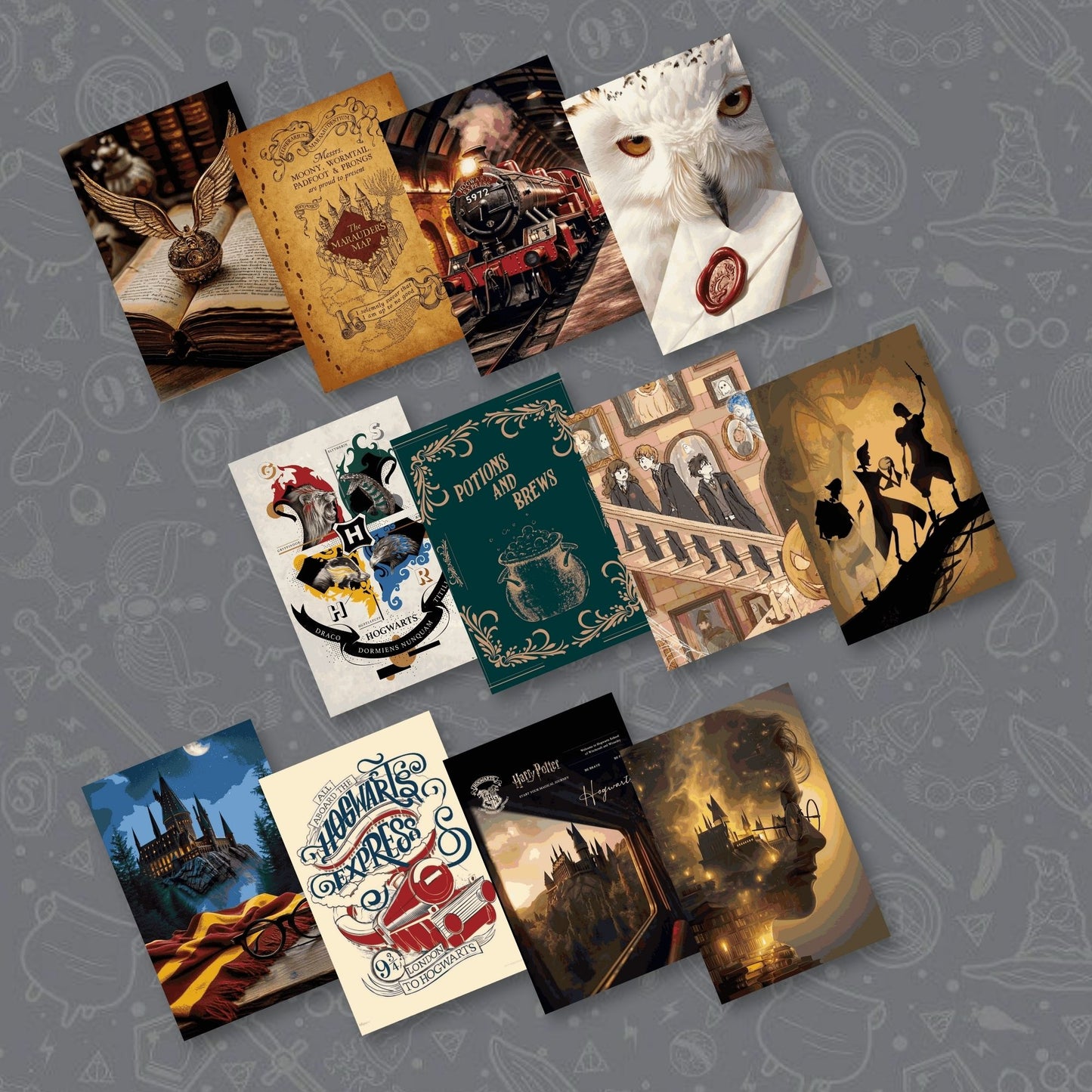 Harry Potter Postcard/ Collage Set (4"x6", 350 gsm, premium card-paper) - Set of 54
