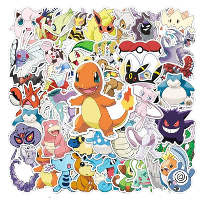 Pokemon Sticker Set - 50 Unique Stickers