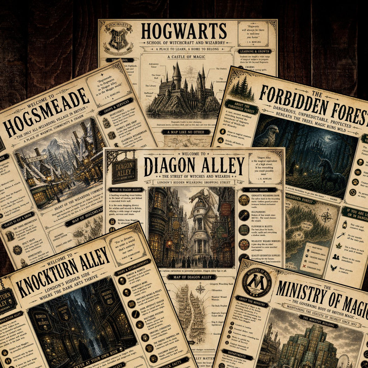 Harry Potter Dark Academia Poster Sets (13 x 19 inch each) (select from menu)