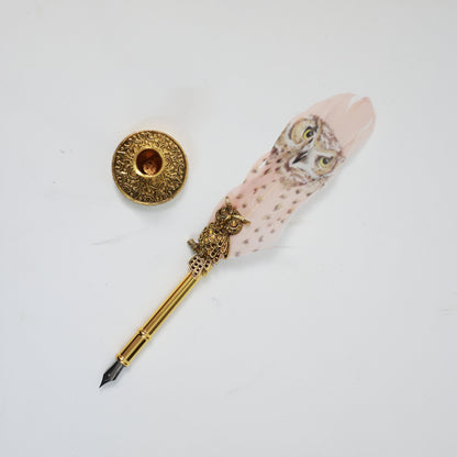 Harry Potter Owl Feather Pen with Stand, Ink & 5 Calligraphy Nibs