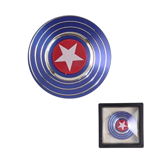 Captain America Sheild - Metal Fidget Spinner in Wooden Pack (6 cm diameter)