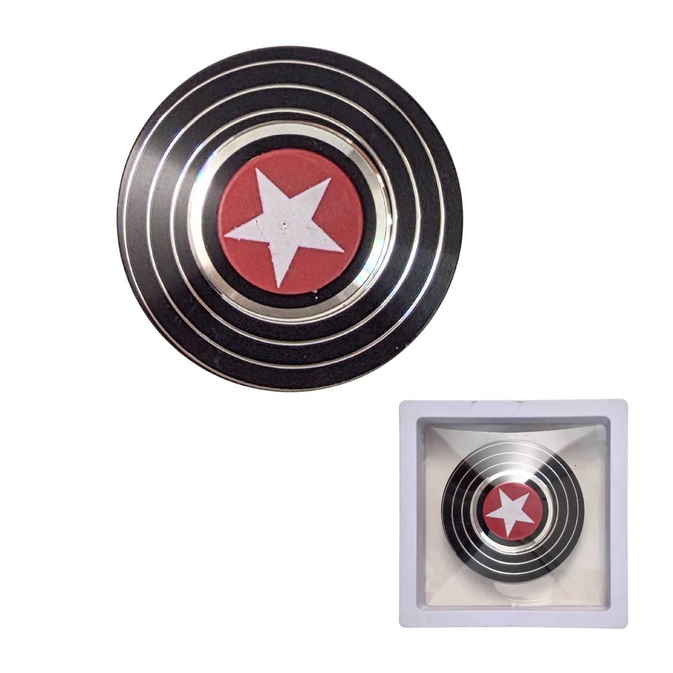 Captain America Sheild - Metal Fidget Spinner in Wooden Pack (6 cm diameter)