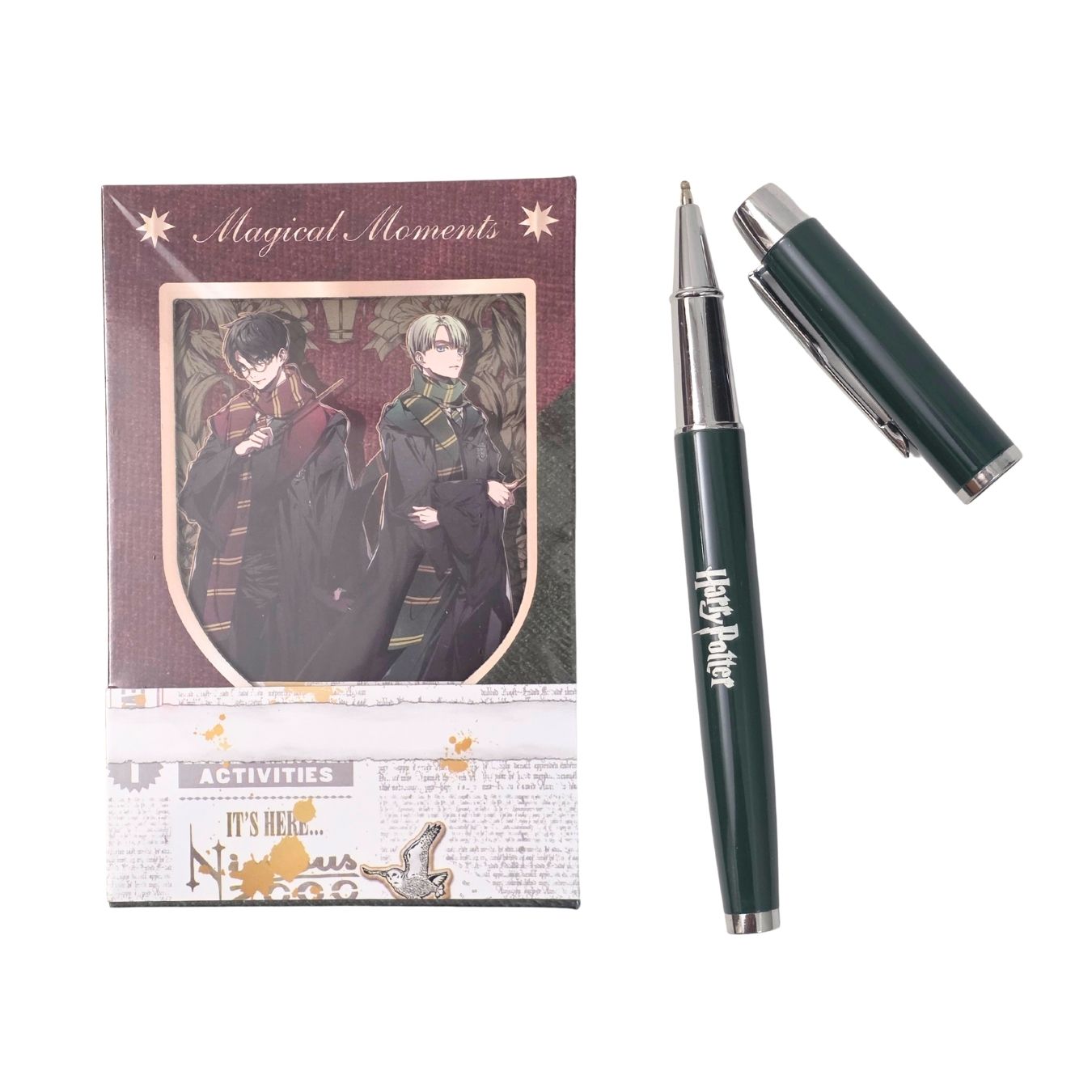 Harry Potter Diary & Pen Set with Metal Keyring, Metal Bookmark & Metal Brooch Pin - Premium gift pack