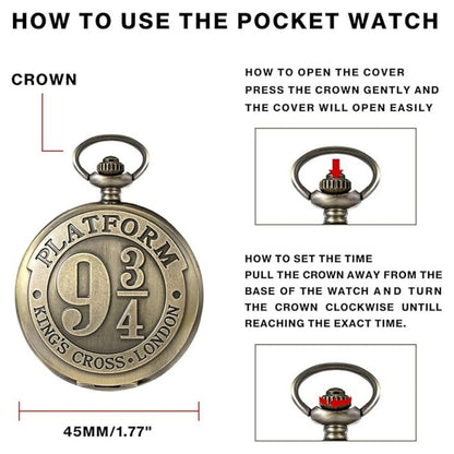 9-3/4 Station | Harry Potter | Metal Pocket Watch