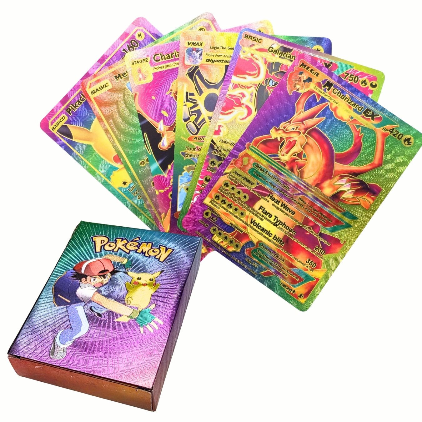 Pokemon Holographic Trading Cards (9*6.5 cm) - Set of 50 Cards