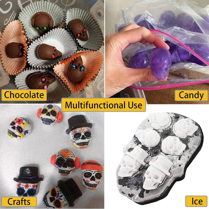 Skull shaped 6 cavity Silicon tray | Ice / Chocolate Mould / tray