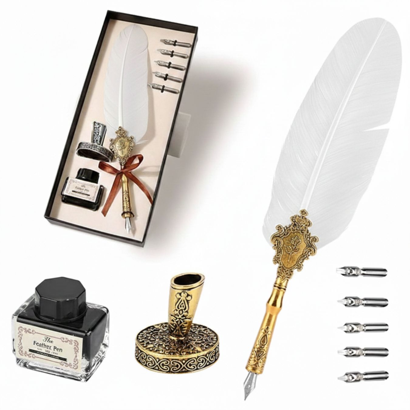 Calligraphy Quill Pen set with Ink and Metal Stamp (select variant) | Harry Potter
