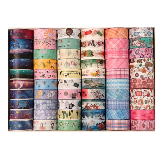 Pack of 60 Washi Tape Roll Set - Decorative Theme Collection