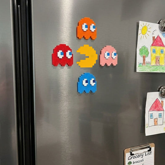 Pac-Man Fridge Magnet Set of 5 (5x5 cm)