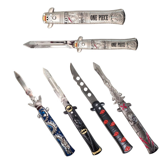 Foldable Metal Anime Knife (23cm) - Snap-open (cosplay item, not sharp)