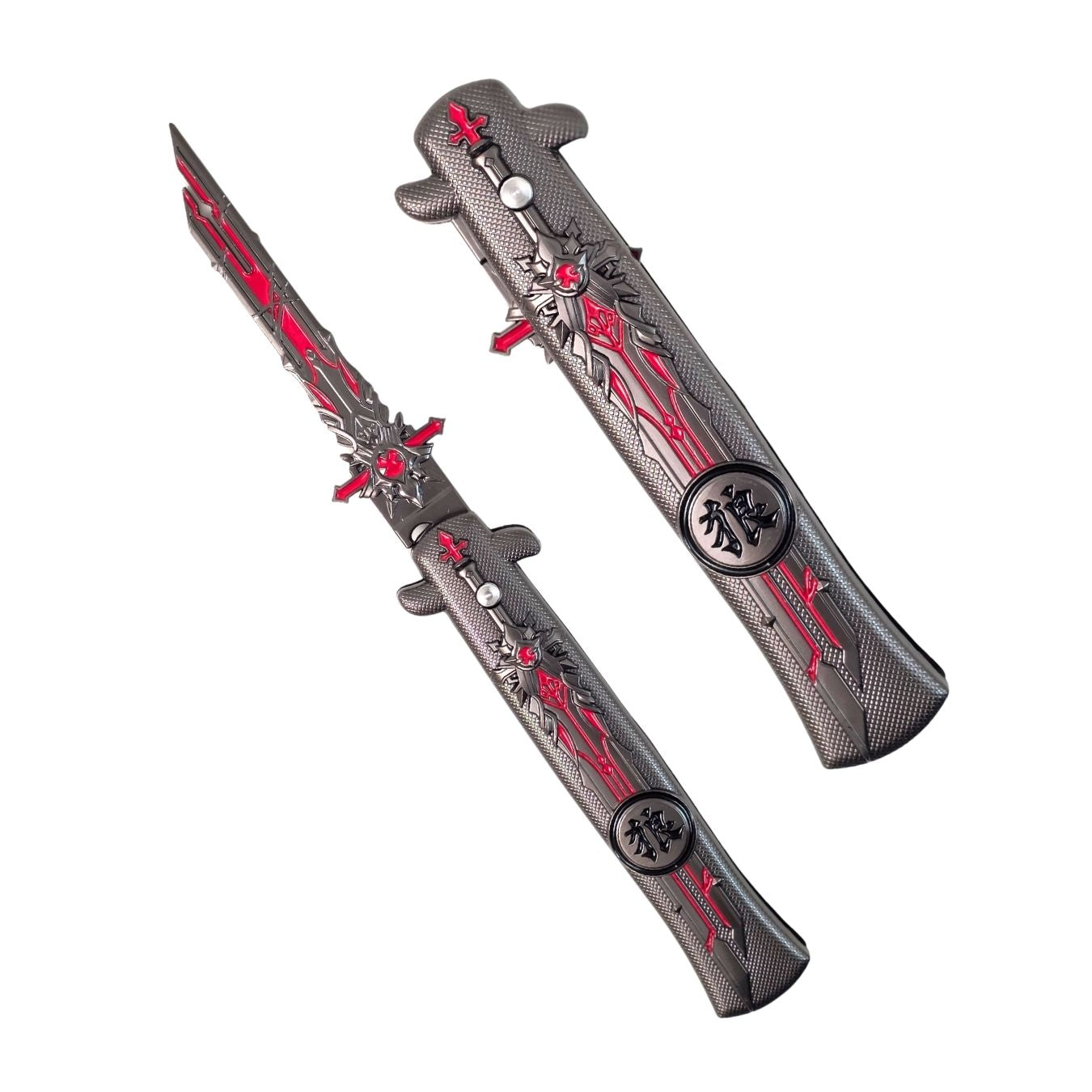 Foldable Metal Anime Knife (23cm) - Snap-open (cosplay item, not sharp)