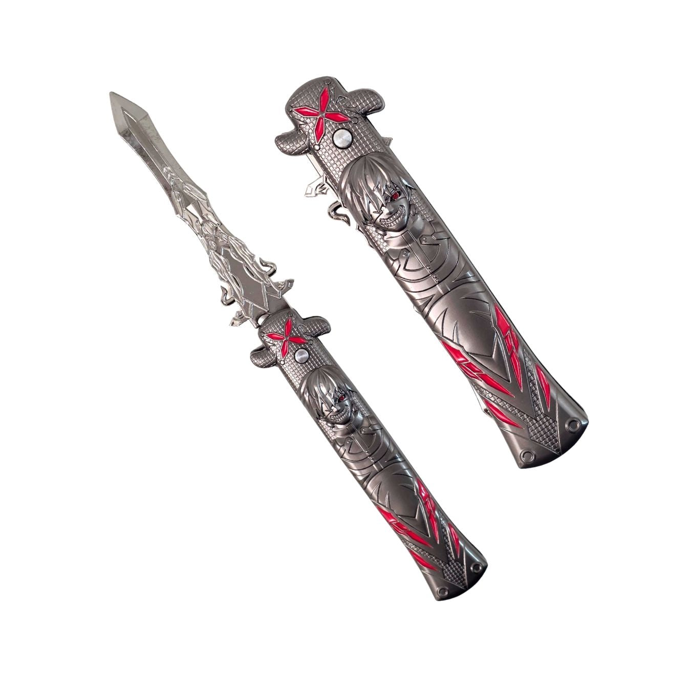 Foldable Metal Anime Knife (23cm) - Snap-open (cosplay item, not sharp)