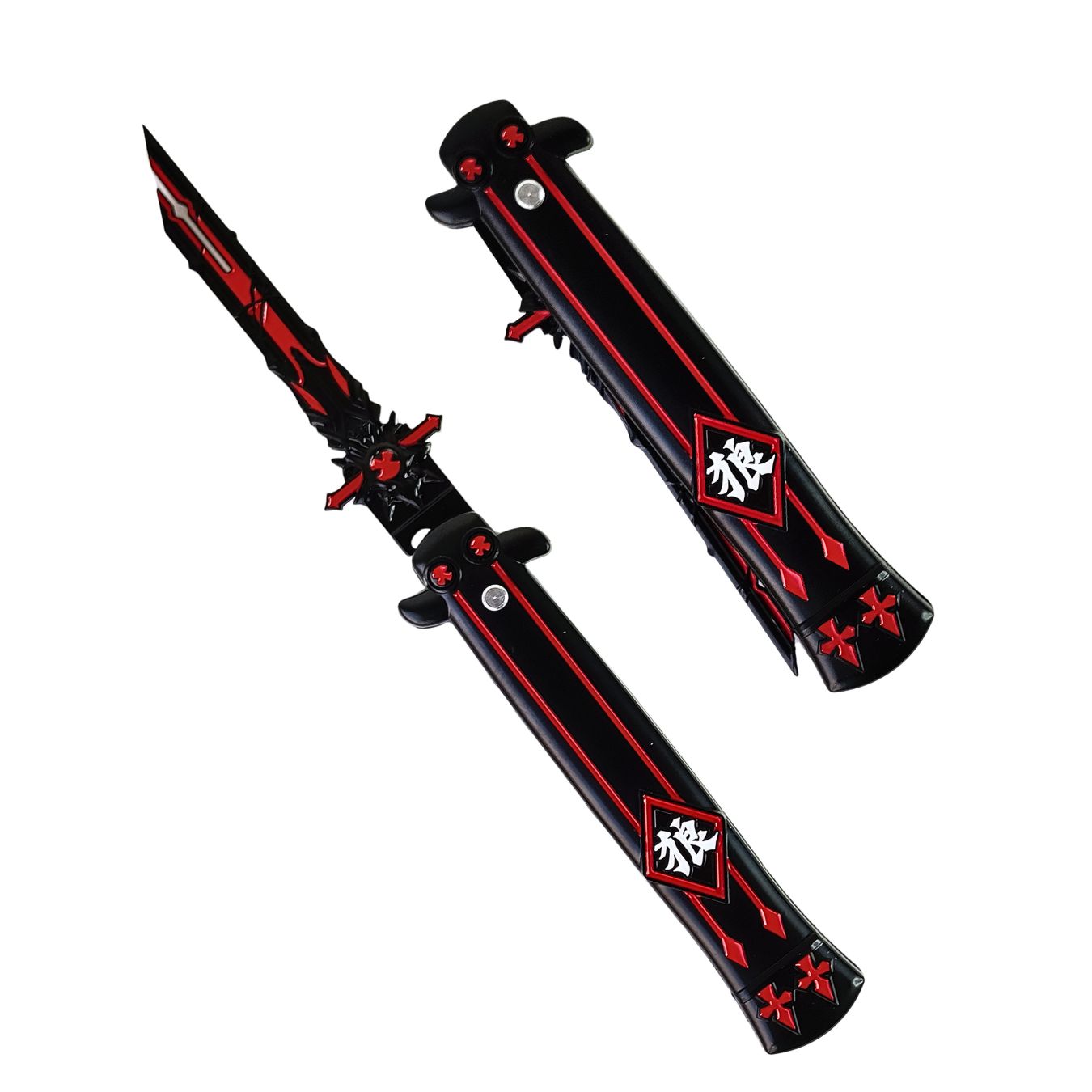Foldable Metal Anime Knife (23cm) - Snap-open (cosplay item, not sharp)