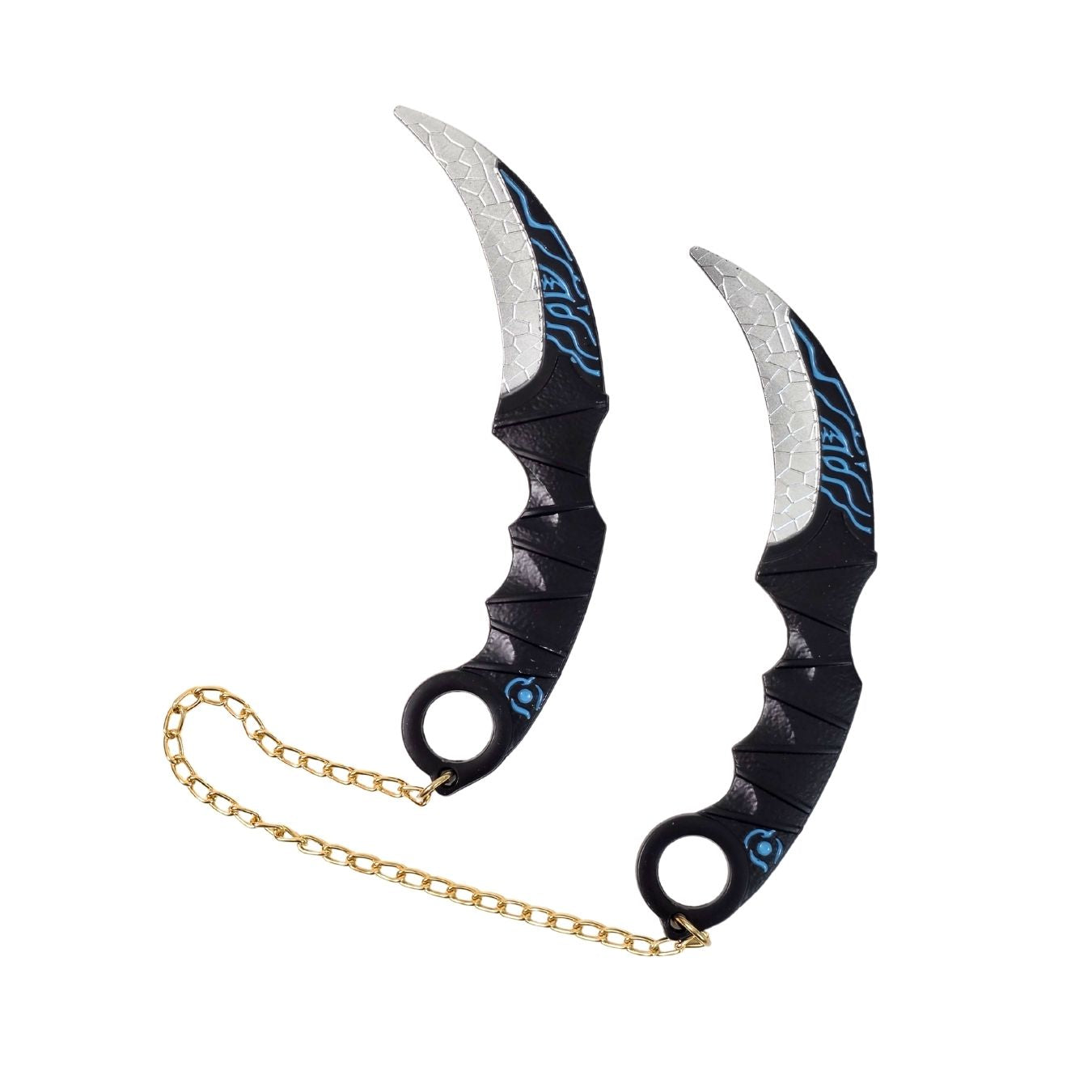 Blue-Black | Double Chained Metal Kunai (12 cm, not sharp)